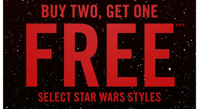 Buy Two, Get One Free Select Star Wars Styles