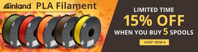 Inland PLA Filament - Limited Time - 15% OFF When You Buy 5 Spools - Shop Now