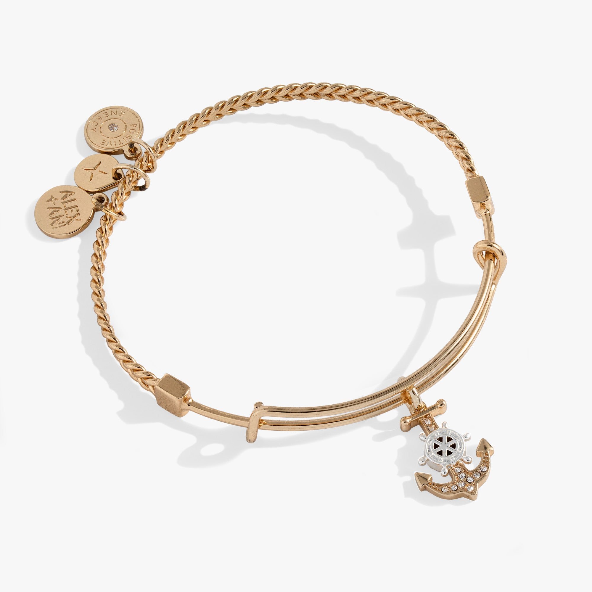 Image of Textured Anchor Charm Bangle