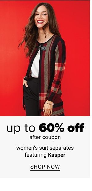 Up to 60% off women's suit separates featuring Kasper, after coupon. Shop Now.