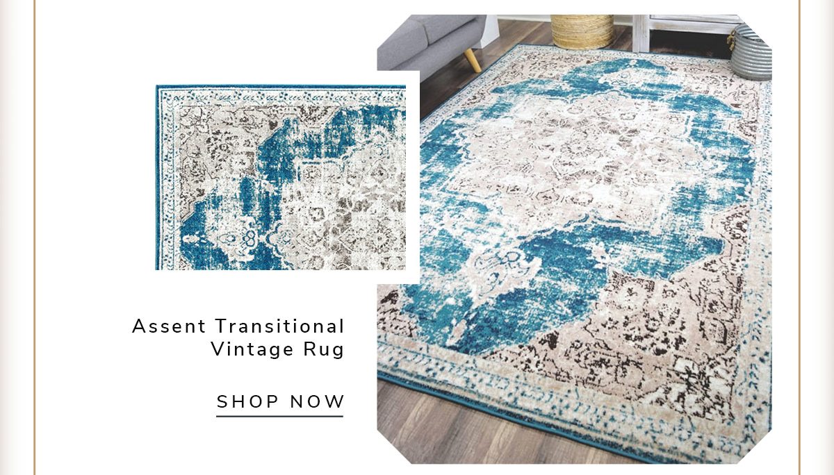 Assent Transitional Vintage Teal And White Rug | SHOP NOW