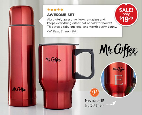 Photo of the Mr. Coffee 2-Piece Thermos and Travel Mug Set - Sale! only $19.79