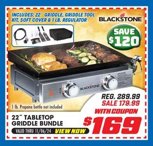 Blackstone 22'' Gas Tabletop 2-Burner Griddle Bundle