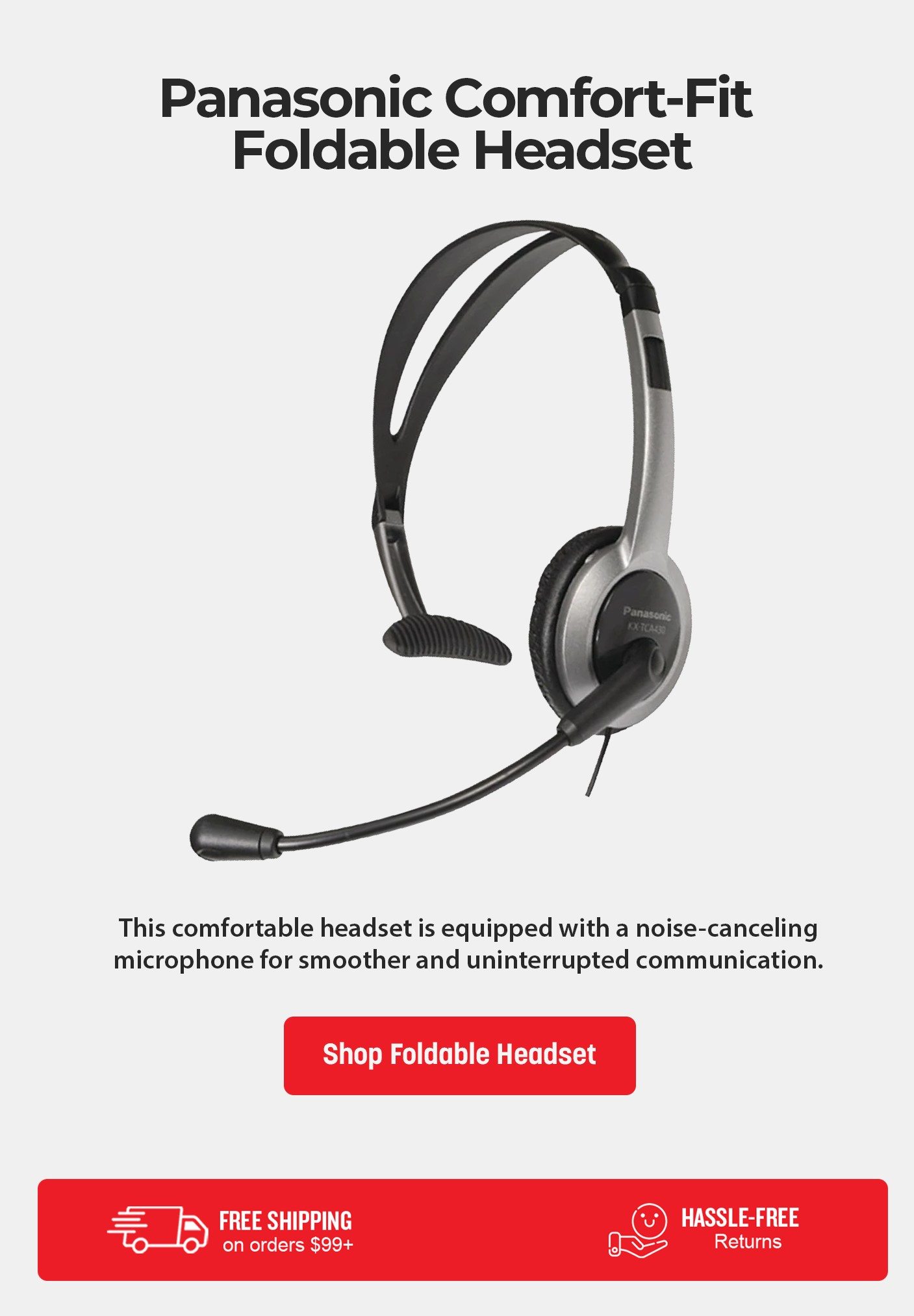 Panasonic KX-TCA430 Comfort-Fit Foldable Headset