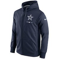 Nike Dallas Cowboys Navy Sideline Logo Performance Full-Zip Hoodie