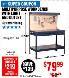 48 In. Workbench with Light