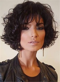 Cheap Short Loose Pixie Hairstyle Soft Synthetic Hair Jerry Curly Lace Front Cap Women Wigs 10 Inches