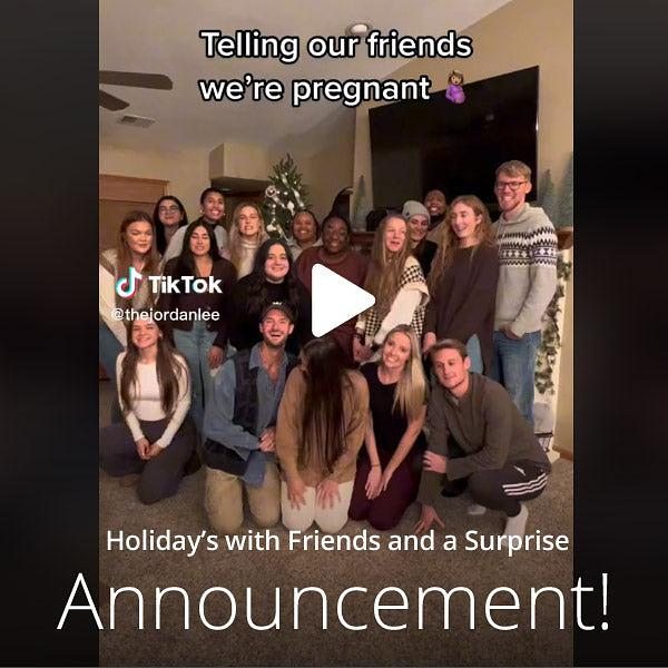 Watch as a surprise announcement catches everyone off guard at this holiday gathering of friends .