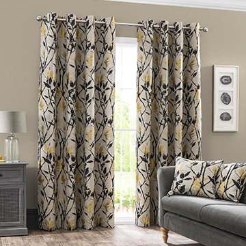 Zen Gold Jacquard Eyelet Curtains