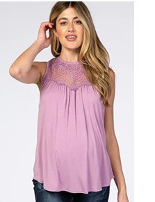 Shop The Lavender Lace Inset Maternity Tank Top
