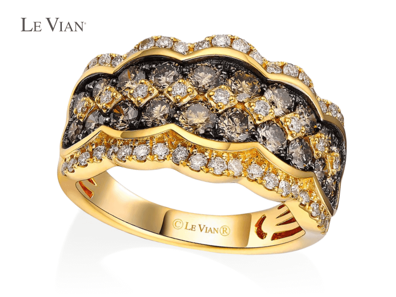 Le Vian Chocolate Diamond Scalloped Ring 1-5/8 ct tw 14K Honey Gold