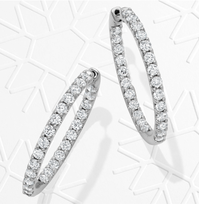 Lab-Grown Diamonds by KAY Inside-Out Hoop Earrings 3 ct tw 14K White Gold