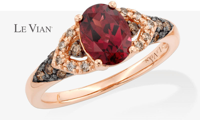 Le Vian Rhodolite Garnet Ring 1/5 ct tw Diamonds 14K Strawberry Gold