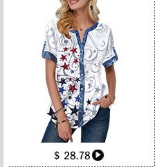 Button Up Split Neck Star Print Blouse