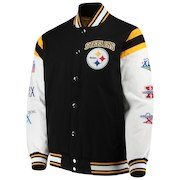 Men's G-III Sports by Carl Banks Black/White Pittsburgh Steelers Home Team Cotton Canvas Varsity Jacket