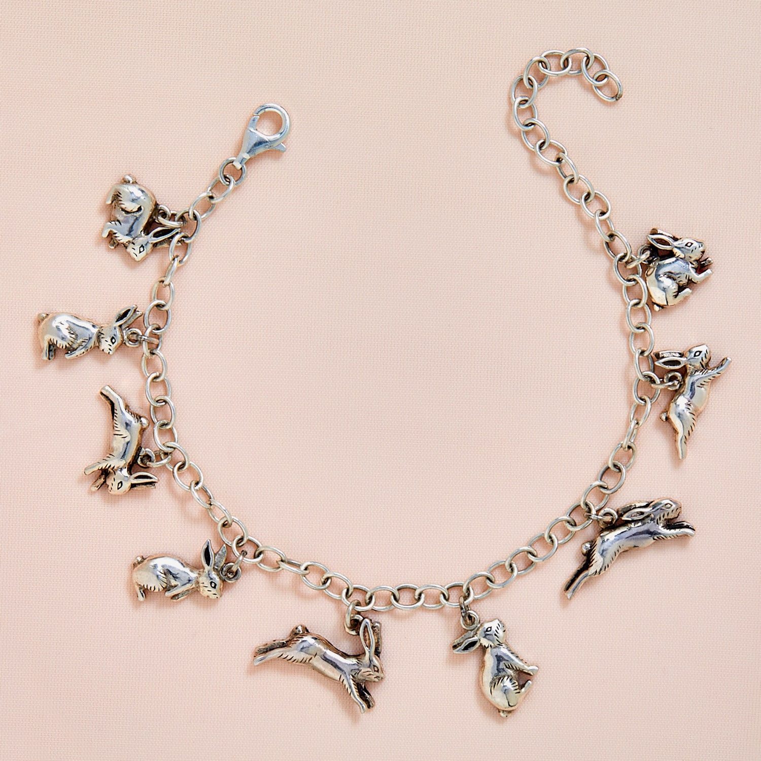 Sterling Silver Bunnies Charm Bracelet