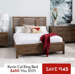 Kevin California King Panel Bed With Storage $450 was $595 Save $145