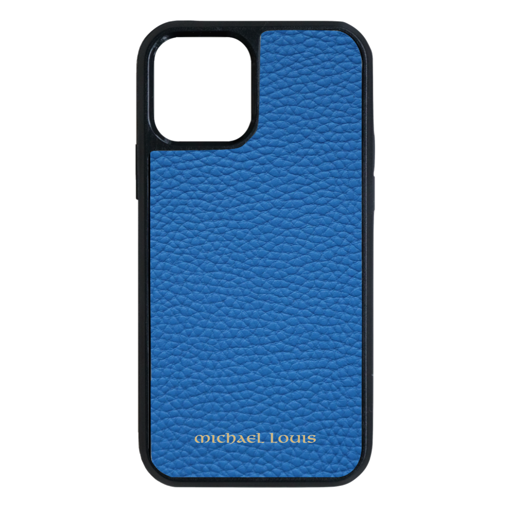 Image of Blue Pebbled Leather iPhone 12 Pro Max Case