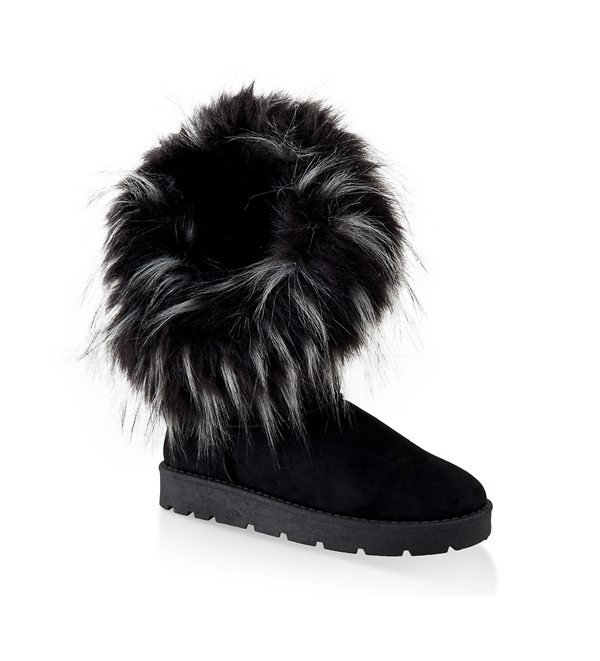 Asymmetrical Faux Fur Lined Boots