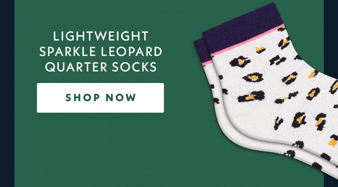 Lightweight Sparkle Leopard Quarter Socks | Shop Now