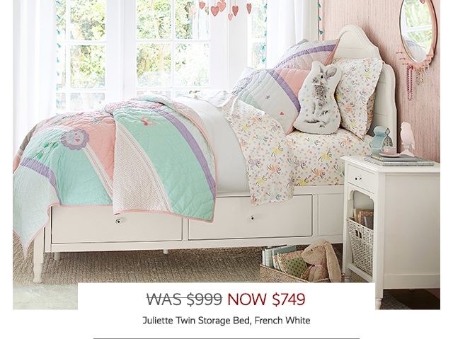 JULIETTE TWIN STORAGE BED, FRENCH WHITE