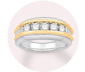 10K Two-Tone Gold Diamond Men's Wedding Band