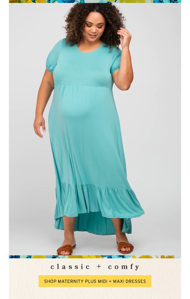 Classic + Comfy: Shop Maternity Plus Midi + Maxi Dresses