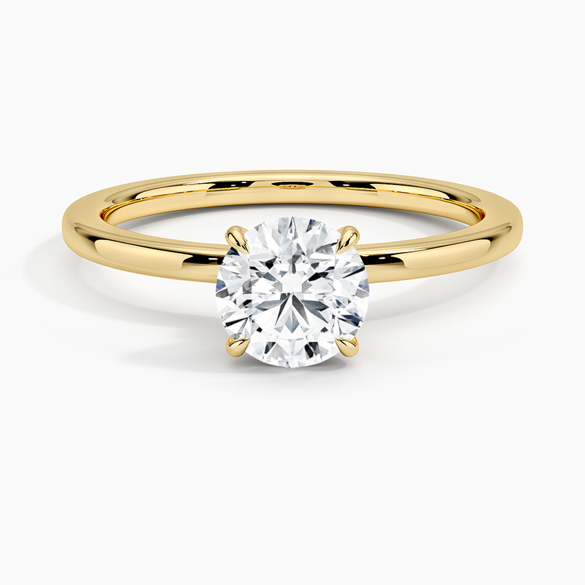 18K Yellow Gold Secret Halo Diamond Ring