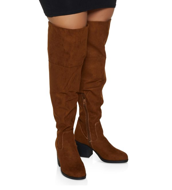 Wide Calf Over the Knee Block Heel Boots