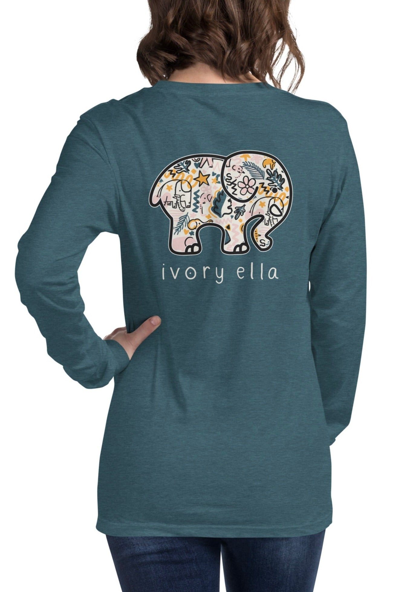 Image of Elephant Doodles Unisex Long Sleeve T-Shirt