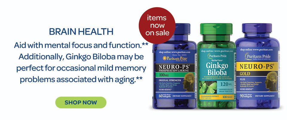 Items now on sale: Brain health - aid with mental focus and function.** Additionally, Ginkgo Biloba may be perfect for occasional mild memory problems associated with aging.** Shop now.