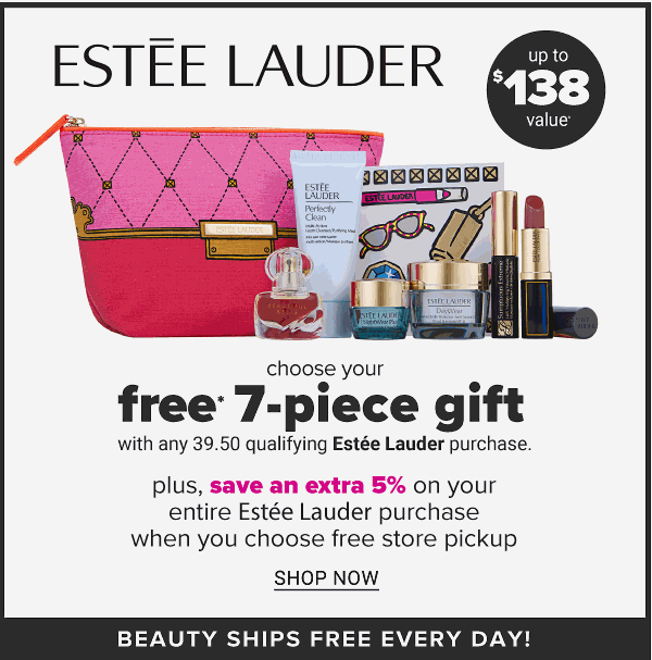 Estee Lauder - Choose your free 7-piece gift with any 39.50 Estee lauder purchase. Shop Now.