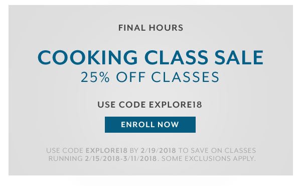 Cooking Class Sale