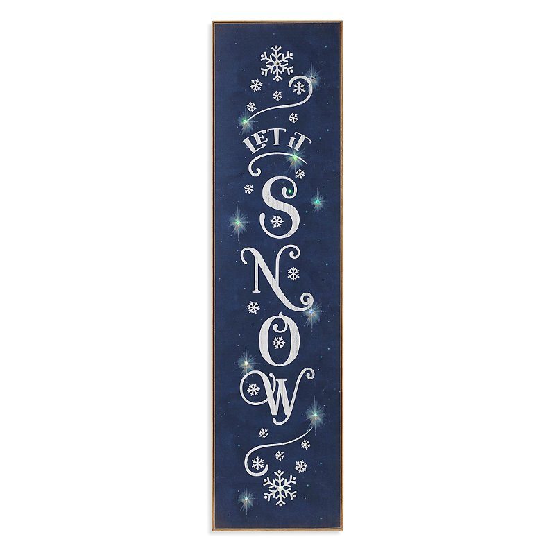 Blue and White Let It Snow Lighted Wood Porch Sign with Easel