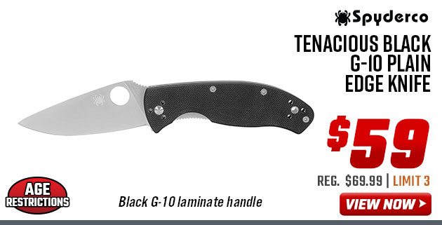 Spyderco Tenacious Black G-10 Plain Edge Knife