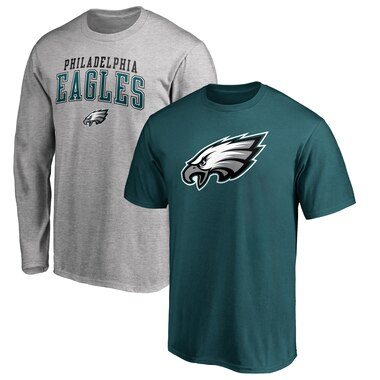 Philadelphia Eagles NFL Pro Line by Fanatics Branded Square Up T-Shirt Combo Set - Midnight Green/Gray