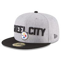 Men's Pittsburgh Steelers New Era Heather Gray/Black 2018 NFL Draft Official On-Stage 59FIFTY Fitted Hat