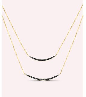 Black Diamond Layered Bar Necklace