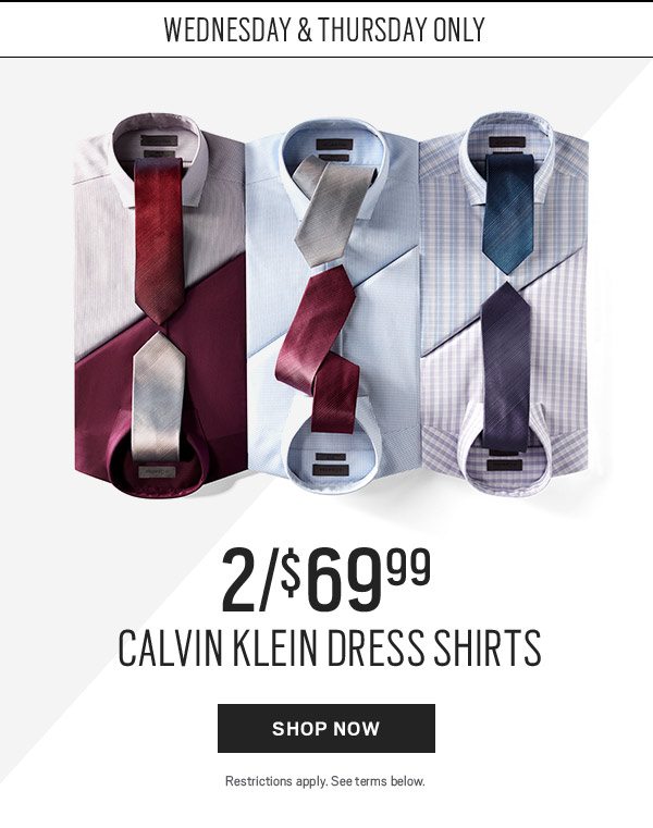 TODAY ONLY | 2/$69.99 Calvin Klein Dress Shirts - SHOP NOW