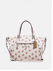 Prairie Satchel With Floral Bloom Print | White satchel coach bag with flower print