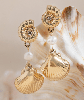 Scallop Seashell Drop Earrings