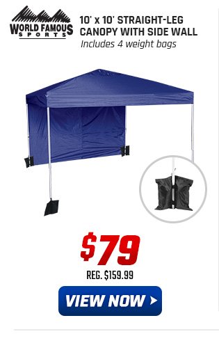 World Famous Sports 10' x 10' Straight-Leg Canopy with Side Wall