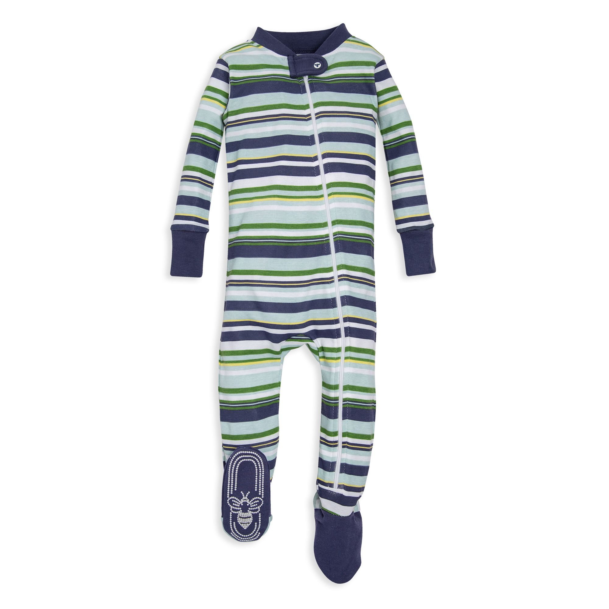Vintage Multi-Stripe Organic Baby Zip Up Footed Pajamas
