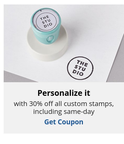 30% off all custom stamps