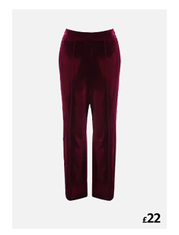 Womens Burgundy Velvet Premium Trousers