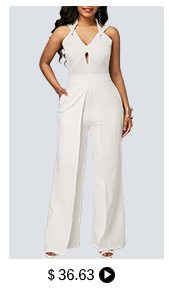 Halter Solid White Open Back Jumpsuit