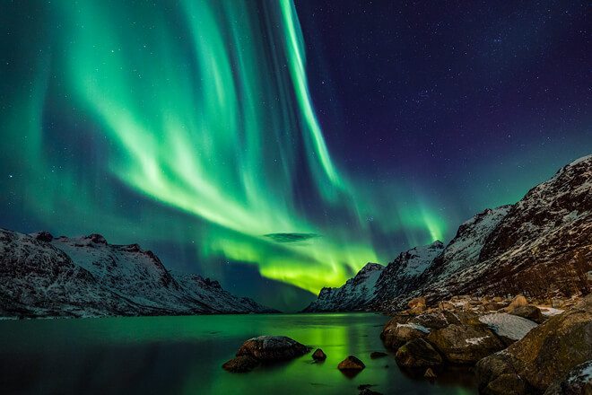 Explore rugged Norwegian landscapes and witness the Northern Lights.