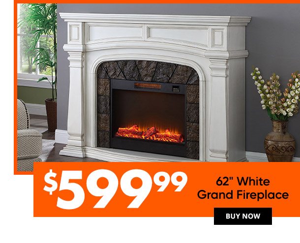 62in White Grand Fireplace