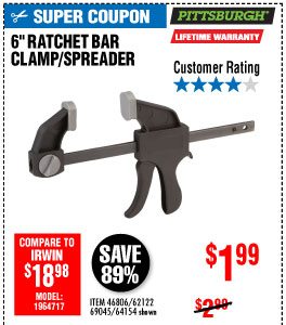 6 in. Ratcheting Bar Clamp/Spreader