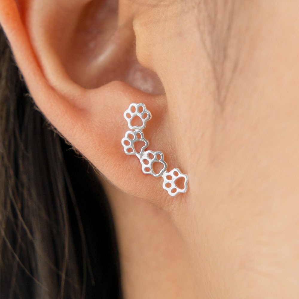 Image of Paw Prints on My Heart Earrings- Sterling Silver